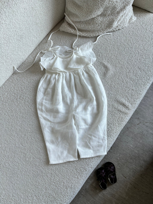 Baby linen ruffle playsuit