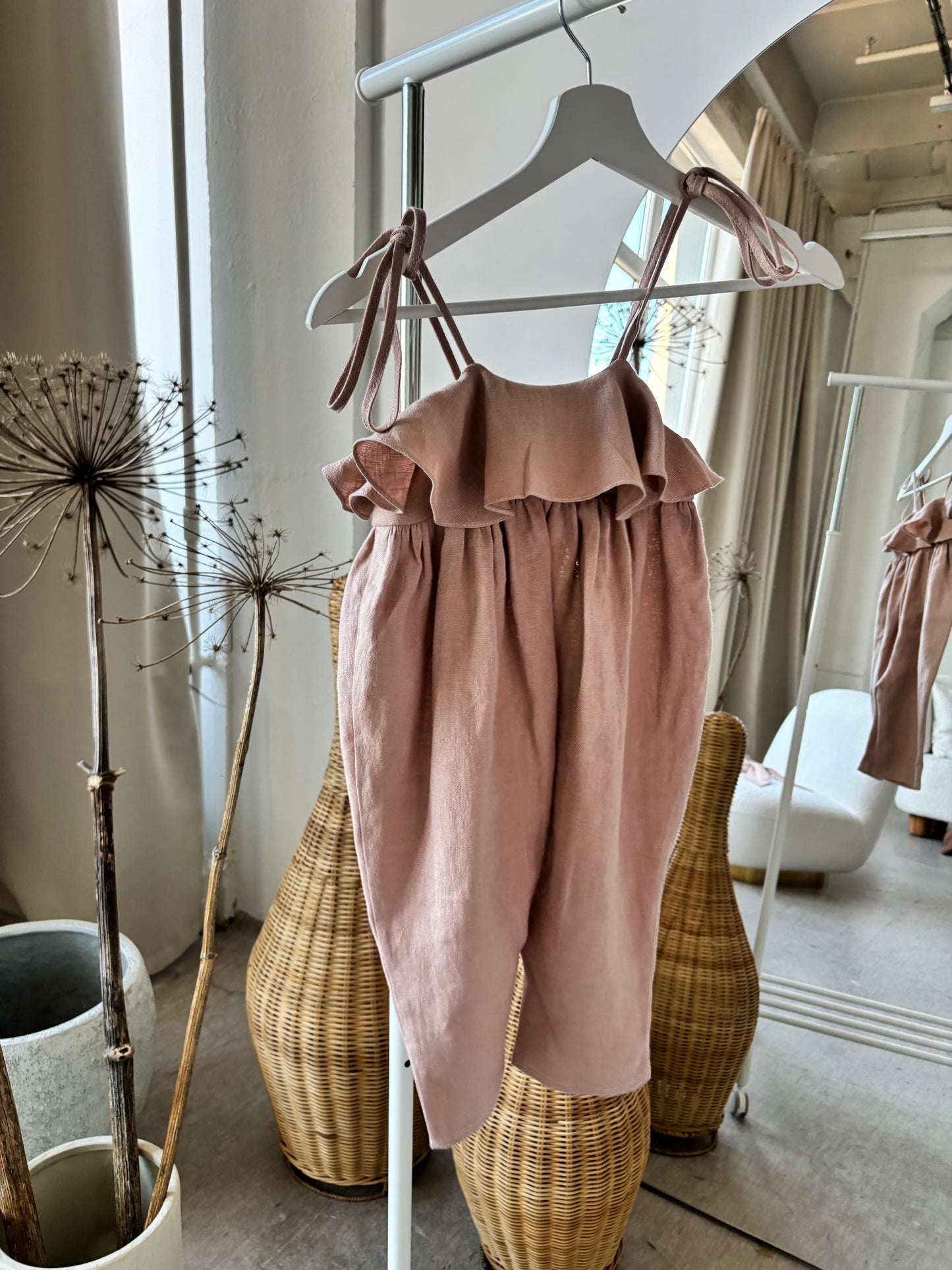 Baby linen ruffle playsuit