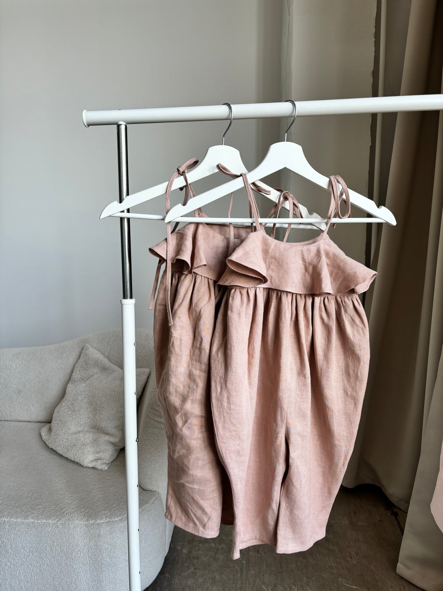 Baby linen ruffle playsuit