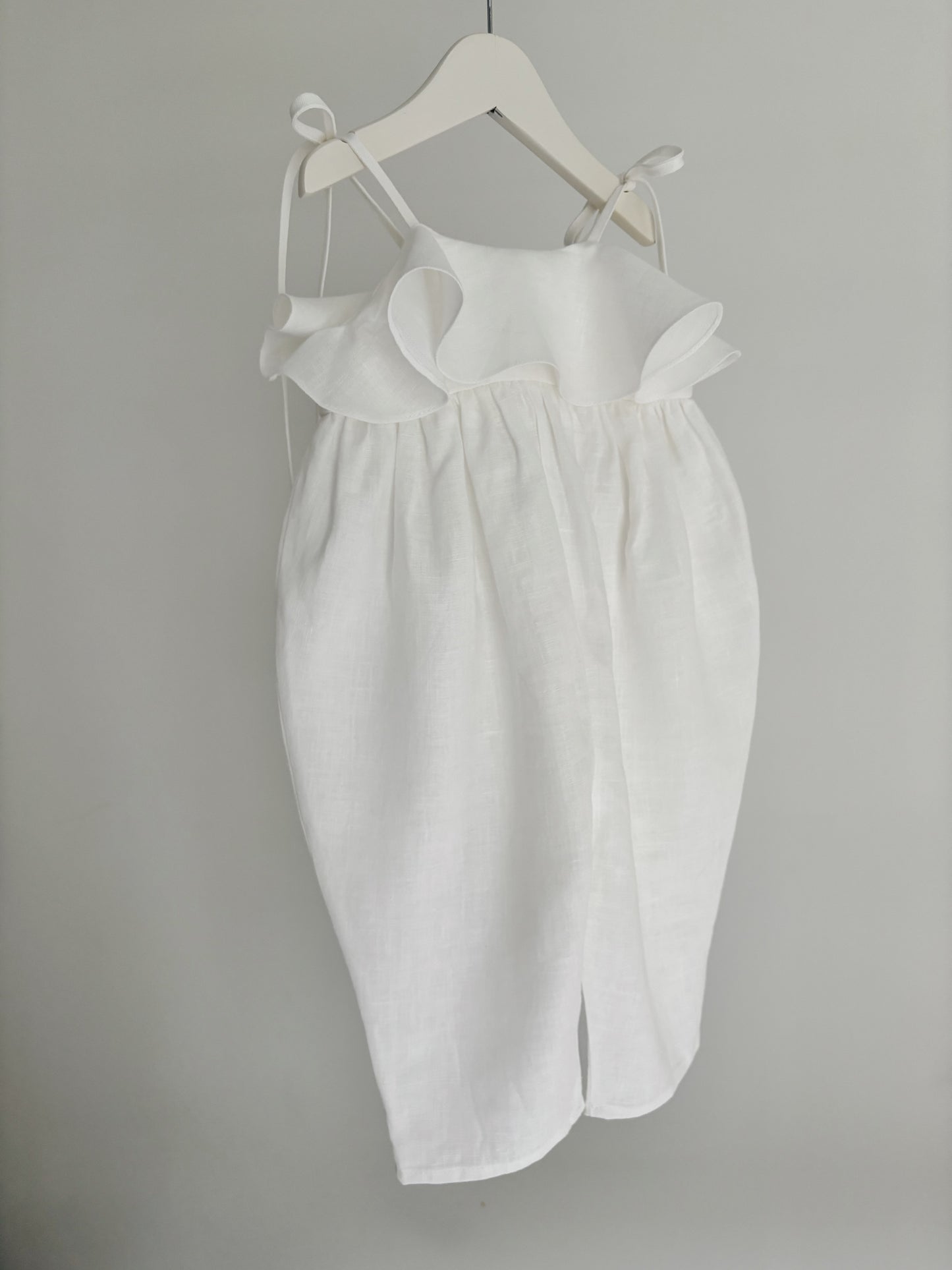 Linen ruffle playsuit WHITE