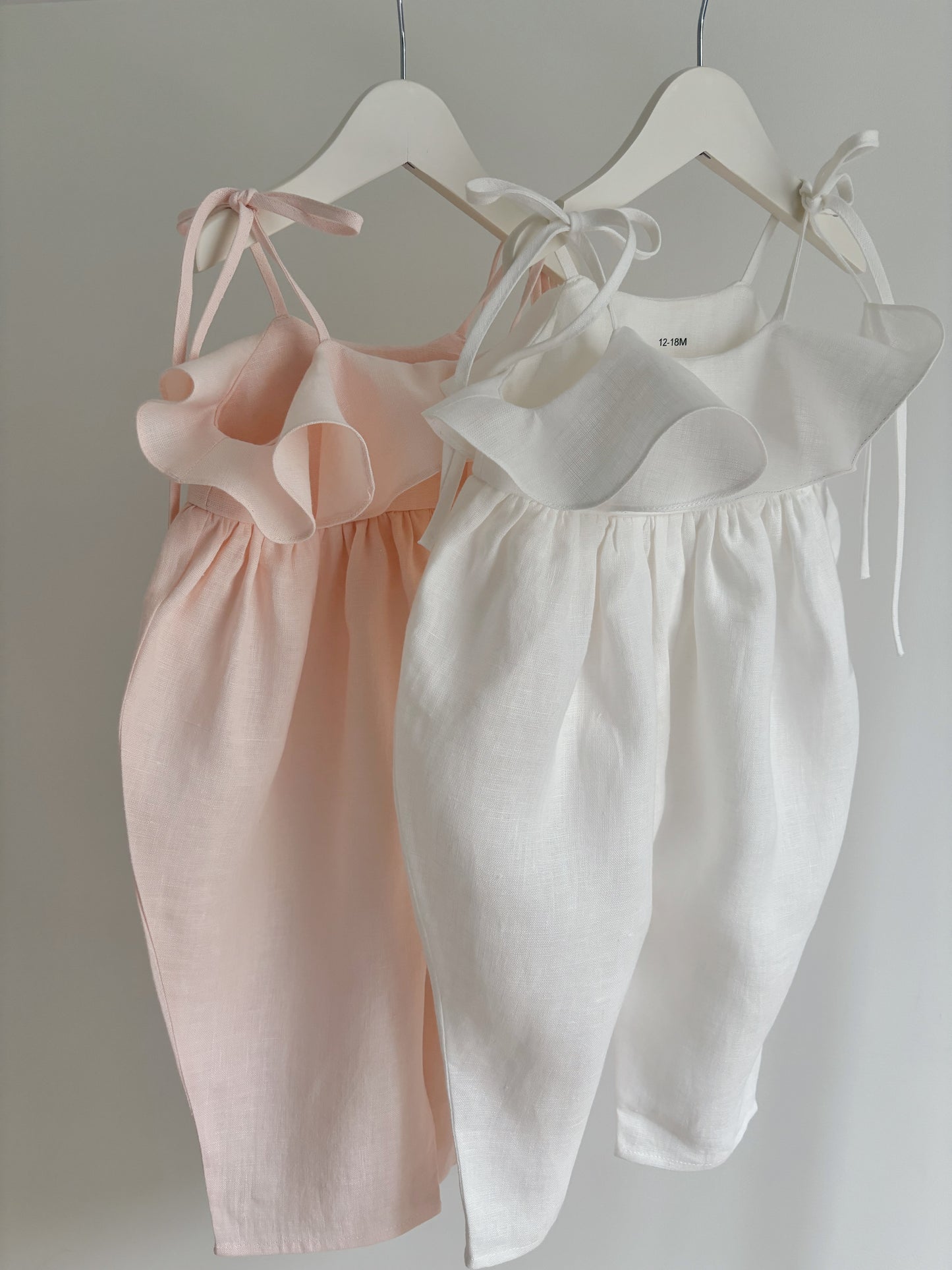 Linen ruffle playsuit WHITE