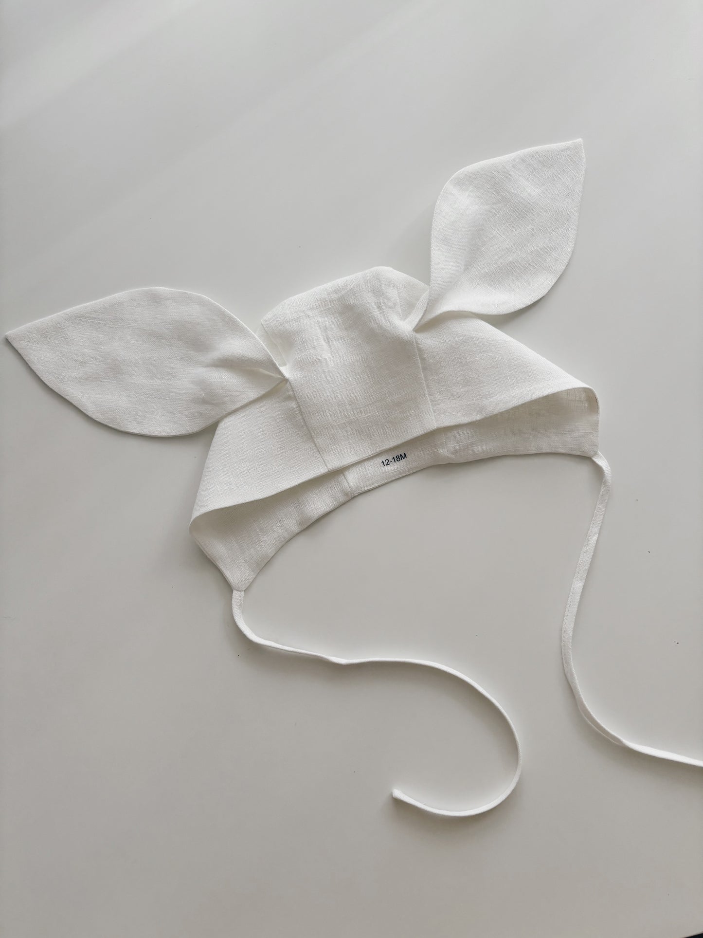 Linen bunny bonnet WHITE