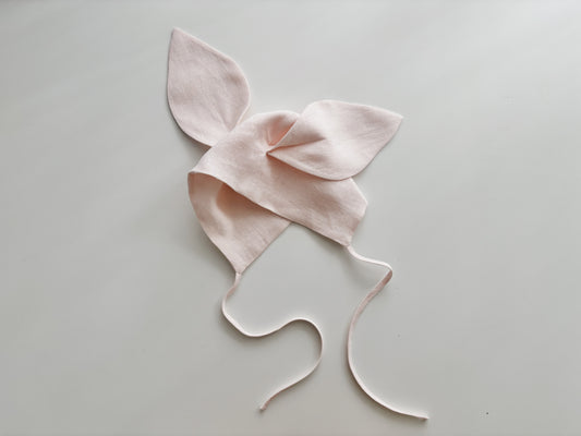 Linen bunny bonnet PALE PINK