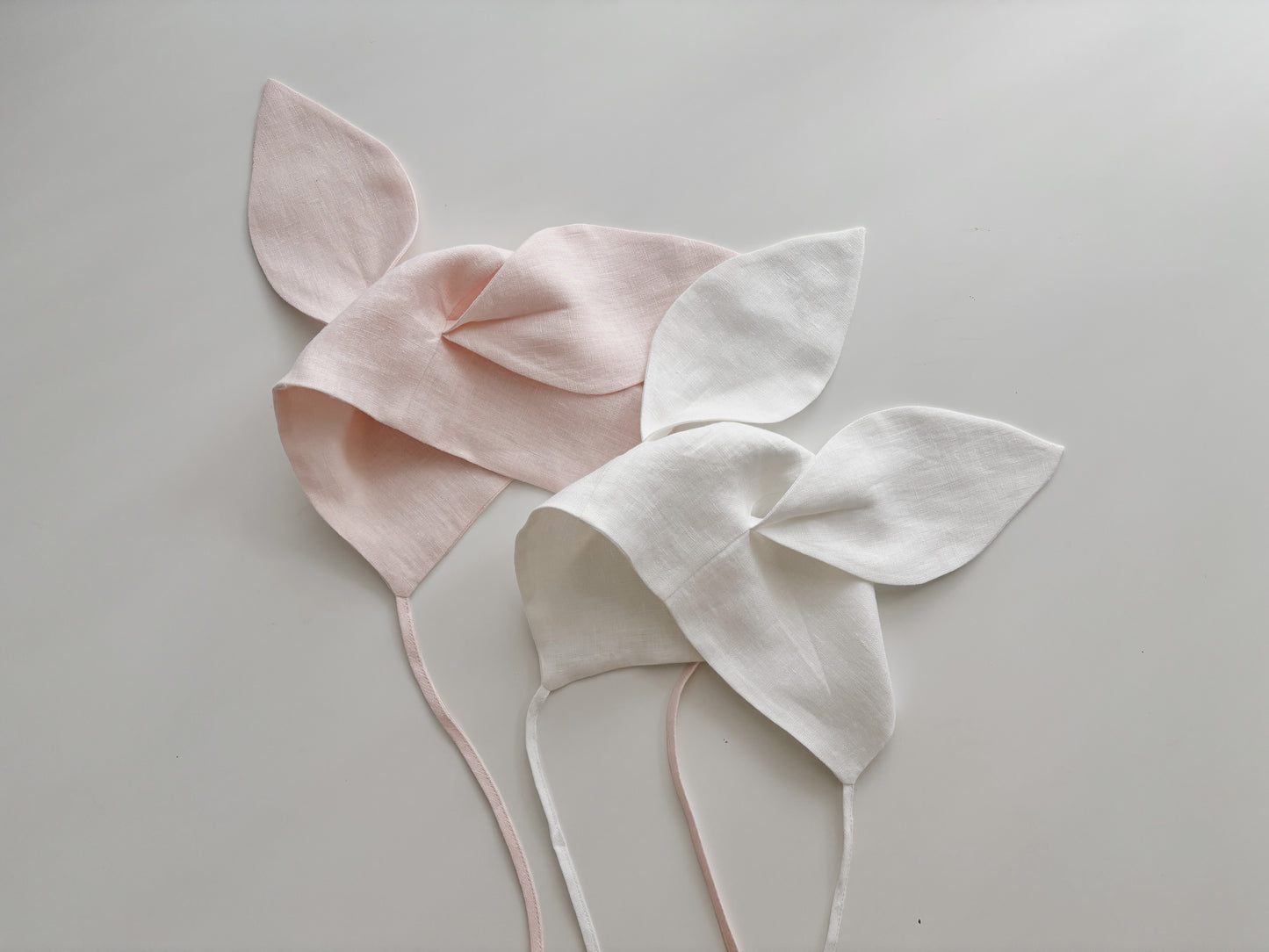 Linen bunny bonnet PALE PINK