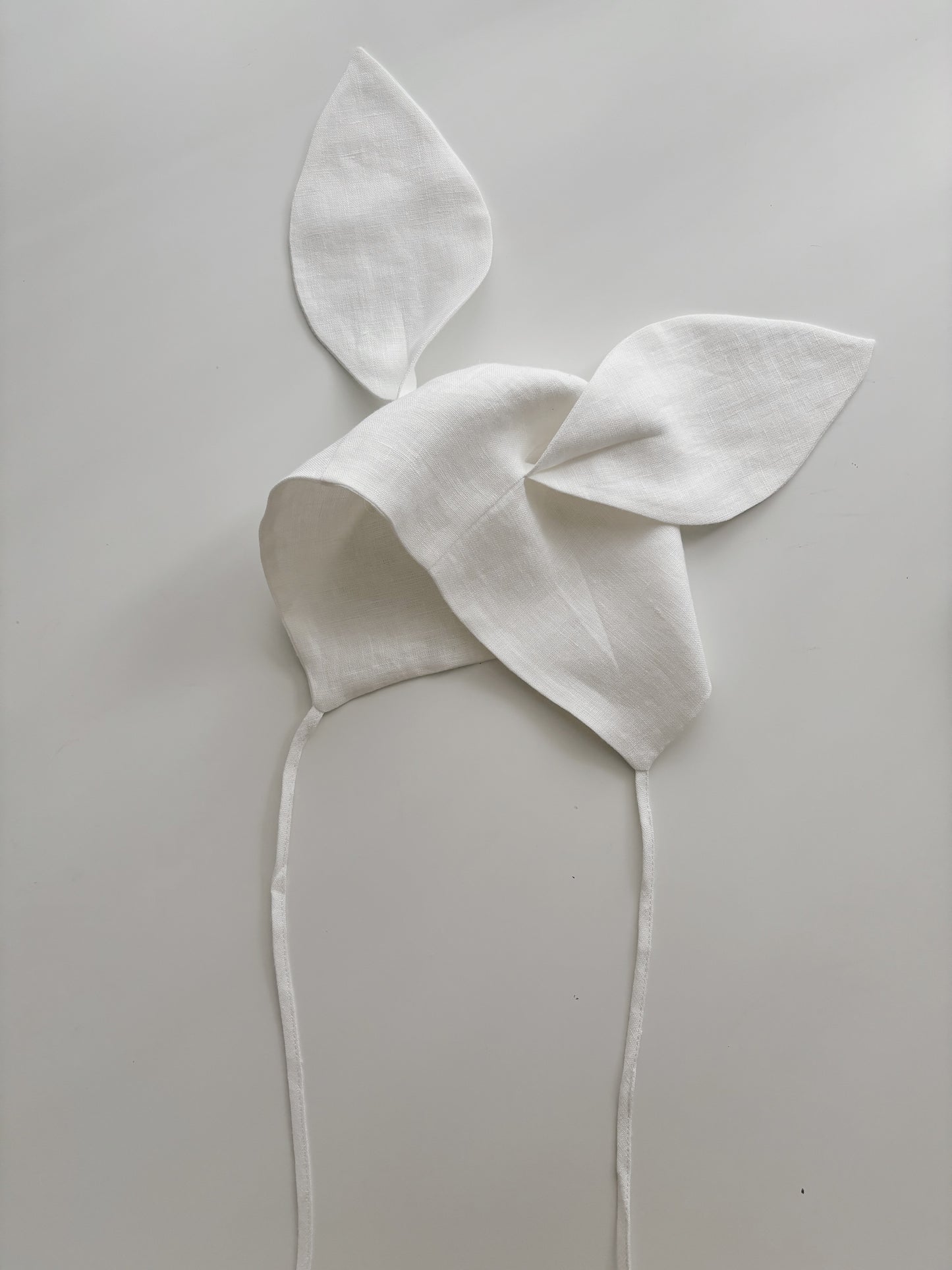 Linen bunny bonnet WHITE