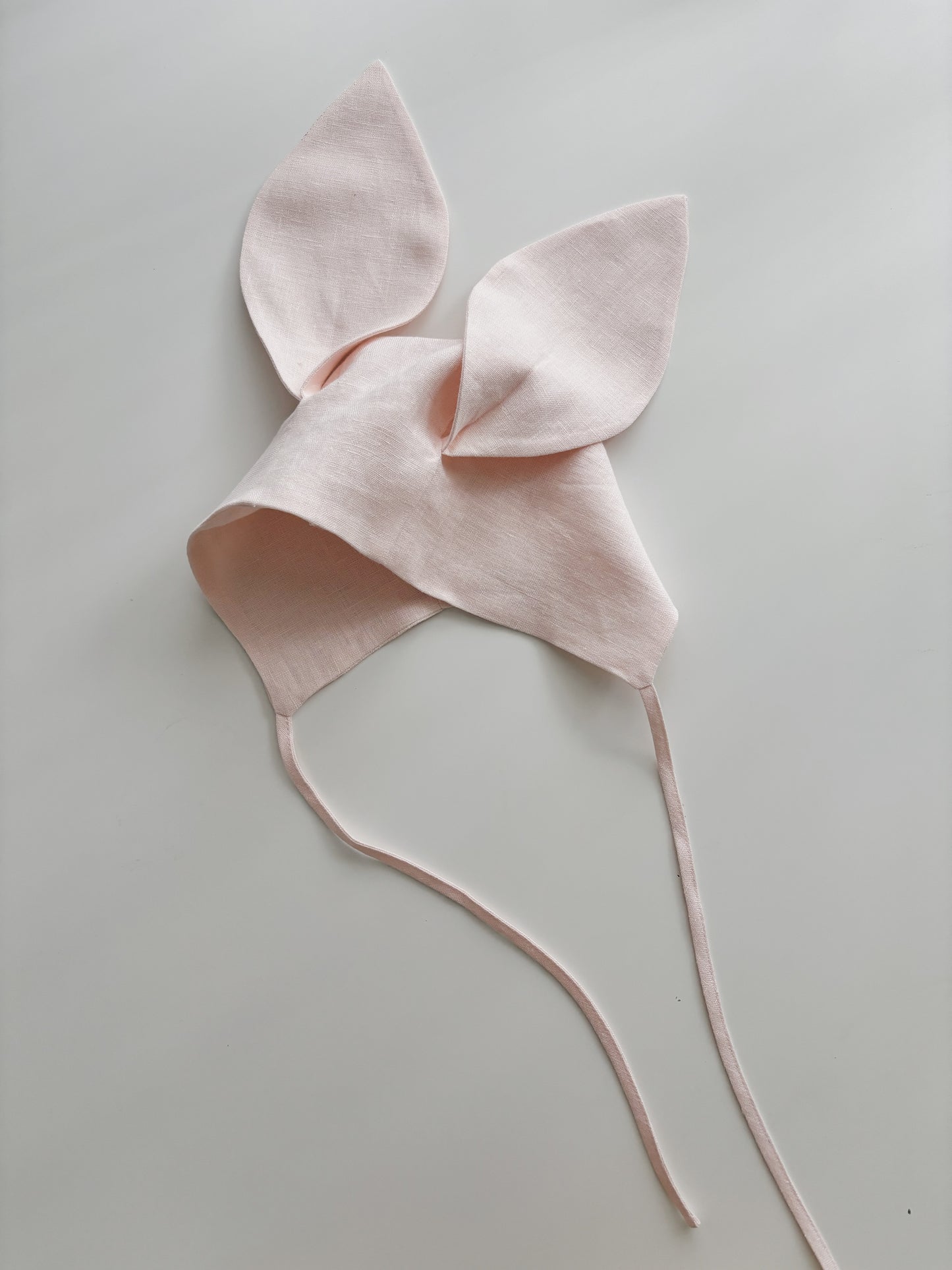 Linen bunny bonnet PALE PINK