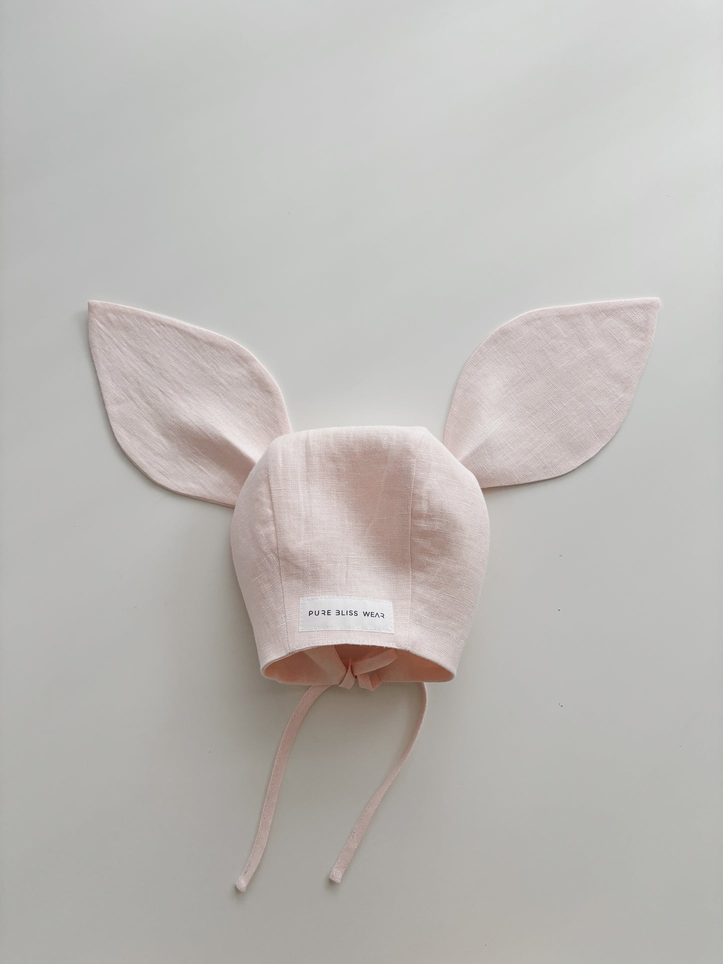 Linen bunny bonnet PALE PINK