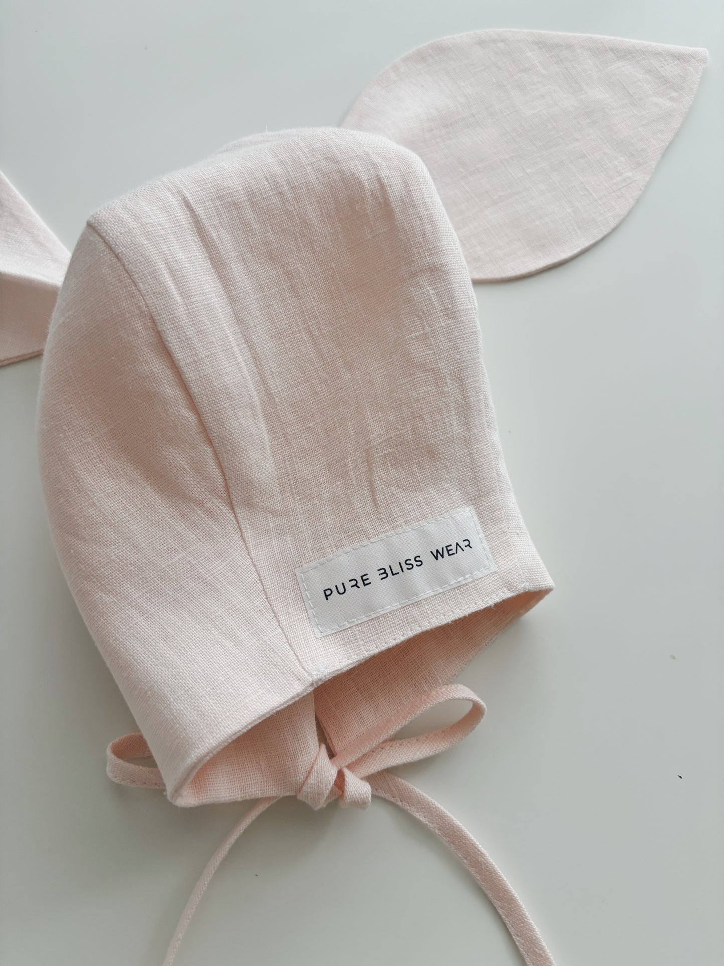 Linen bunny bonnet PALE PINK