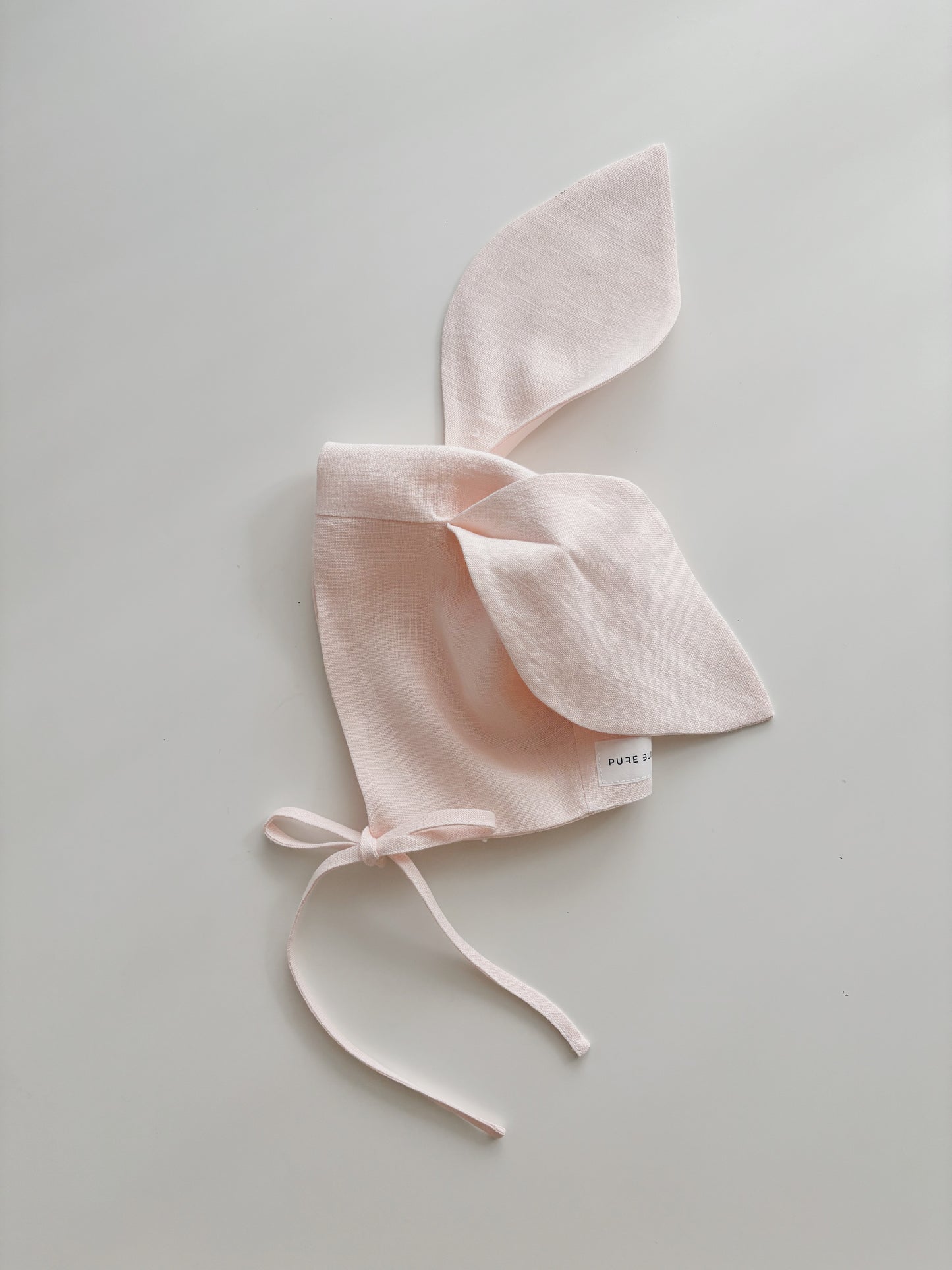 Linen bunny bonnet PALE PINK