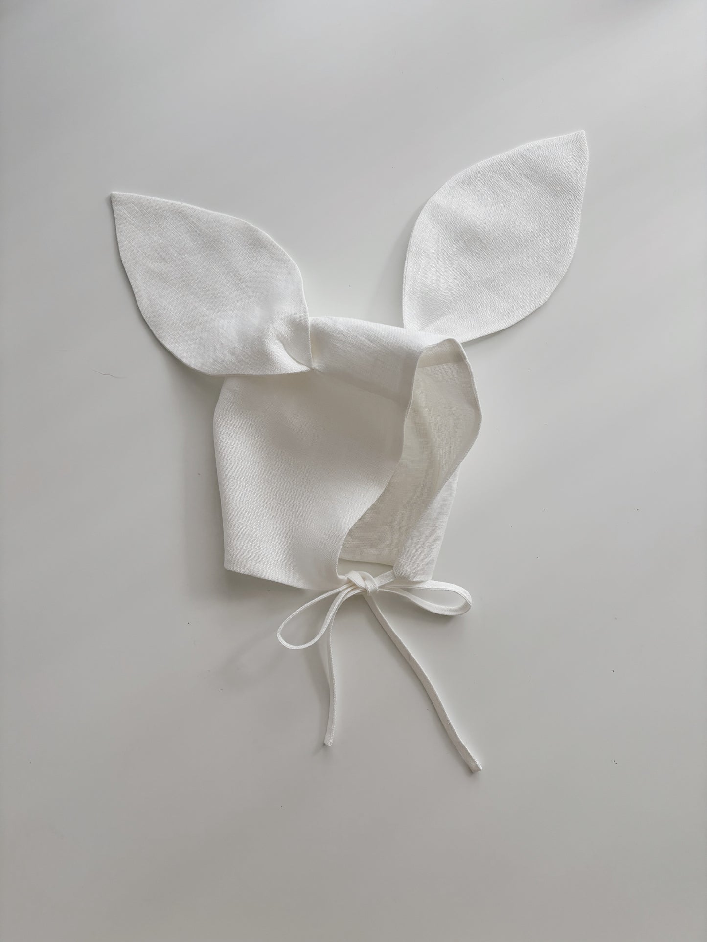 Linen bunny bonnet WHITE