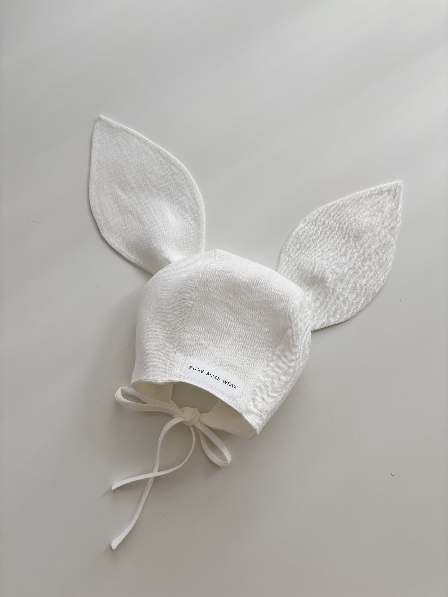 Linen bunny bonnet WHITE