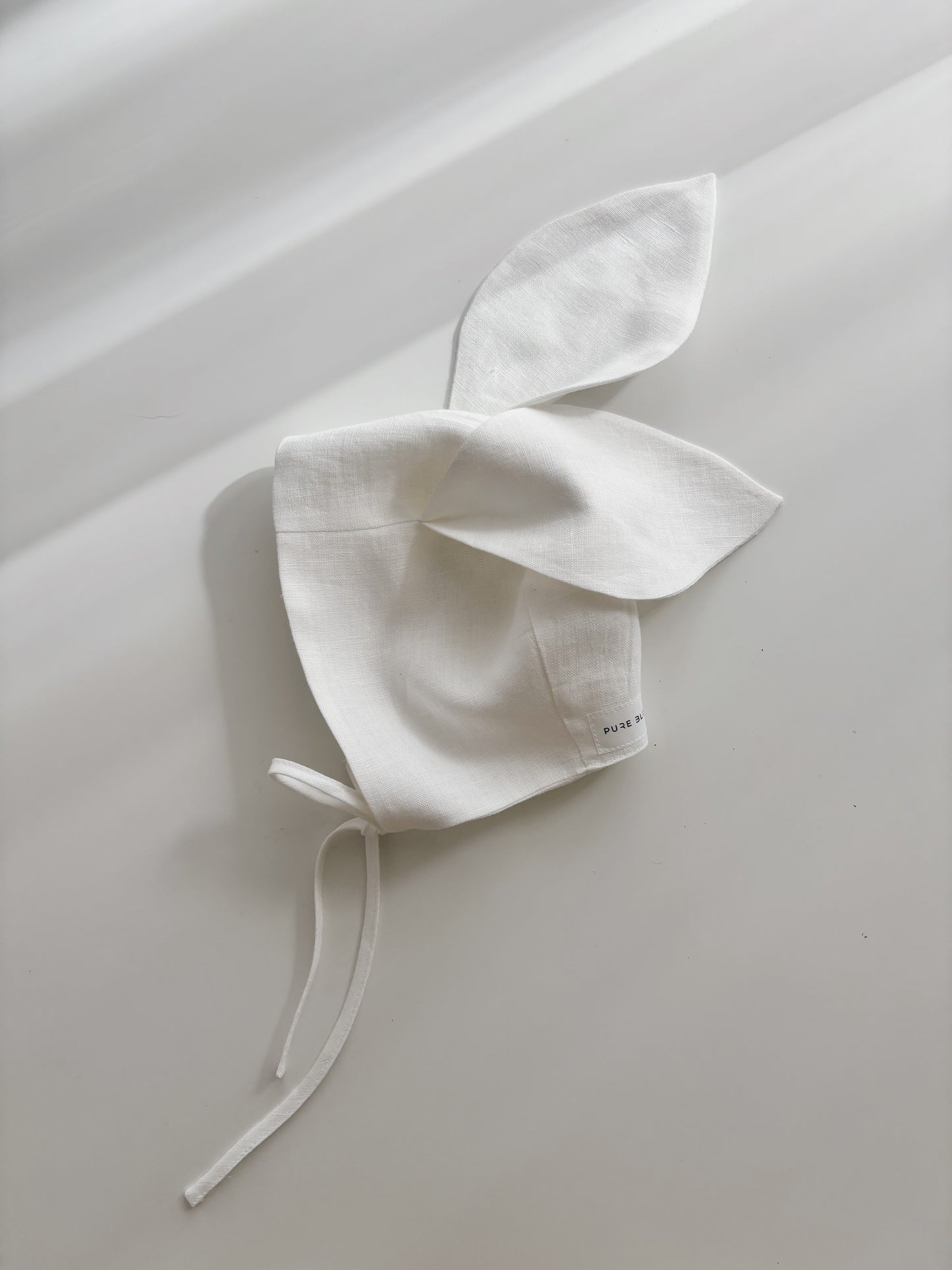 Linen bunny bonnet WHITE