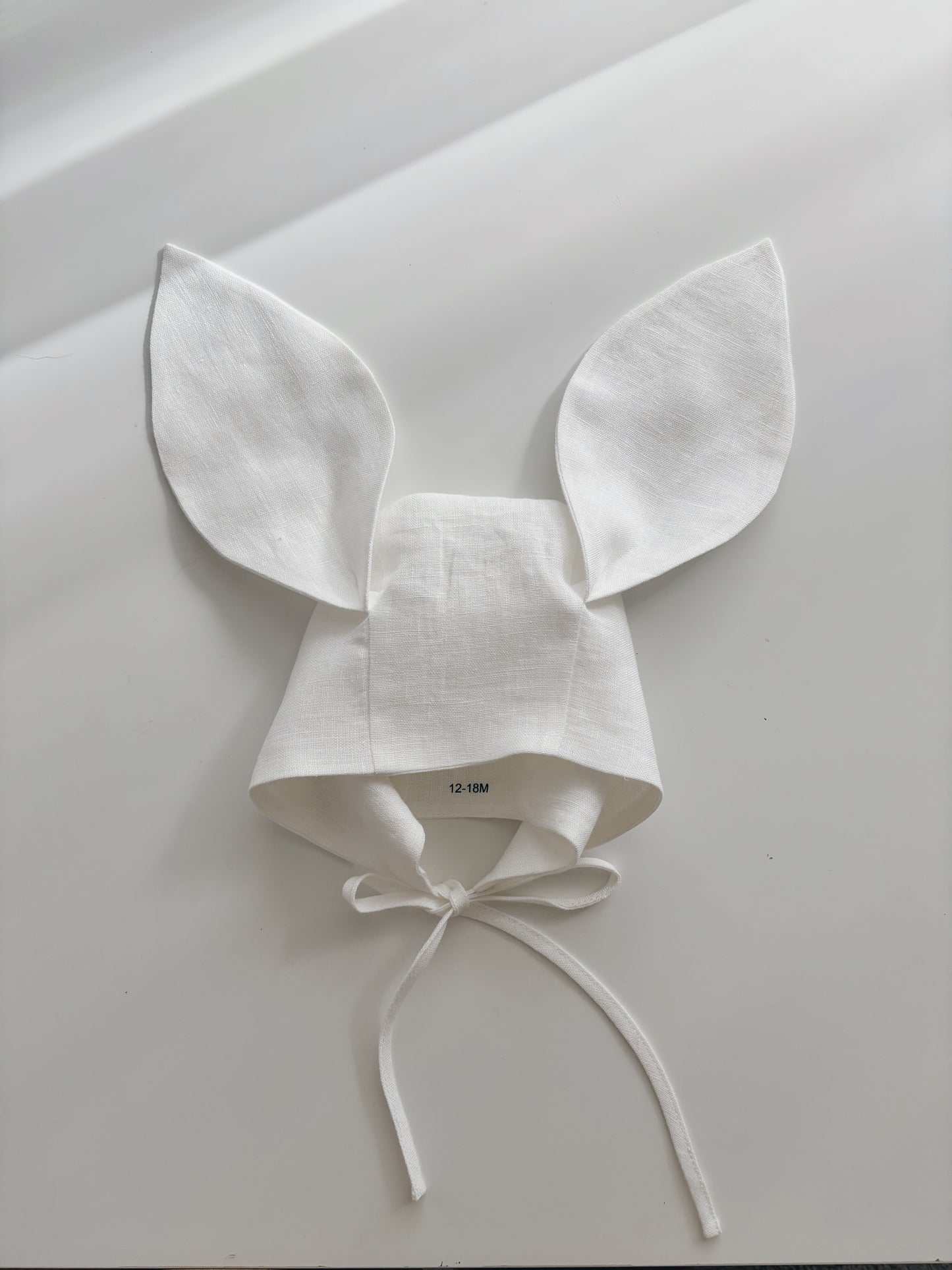 Linen bunny bonnet WHITE