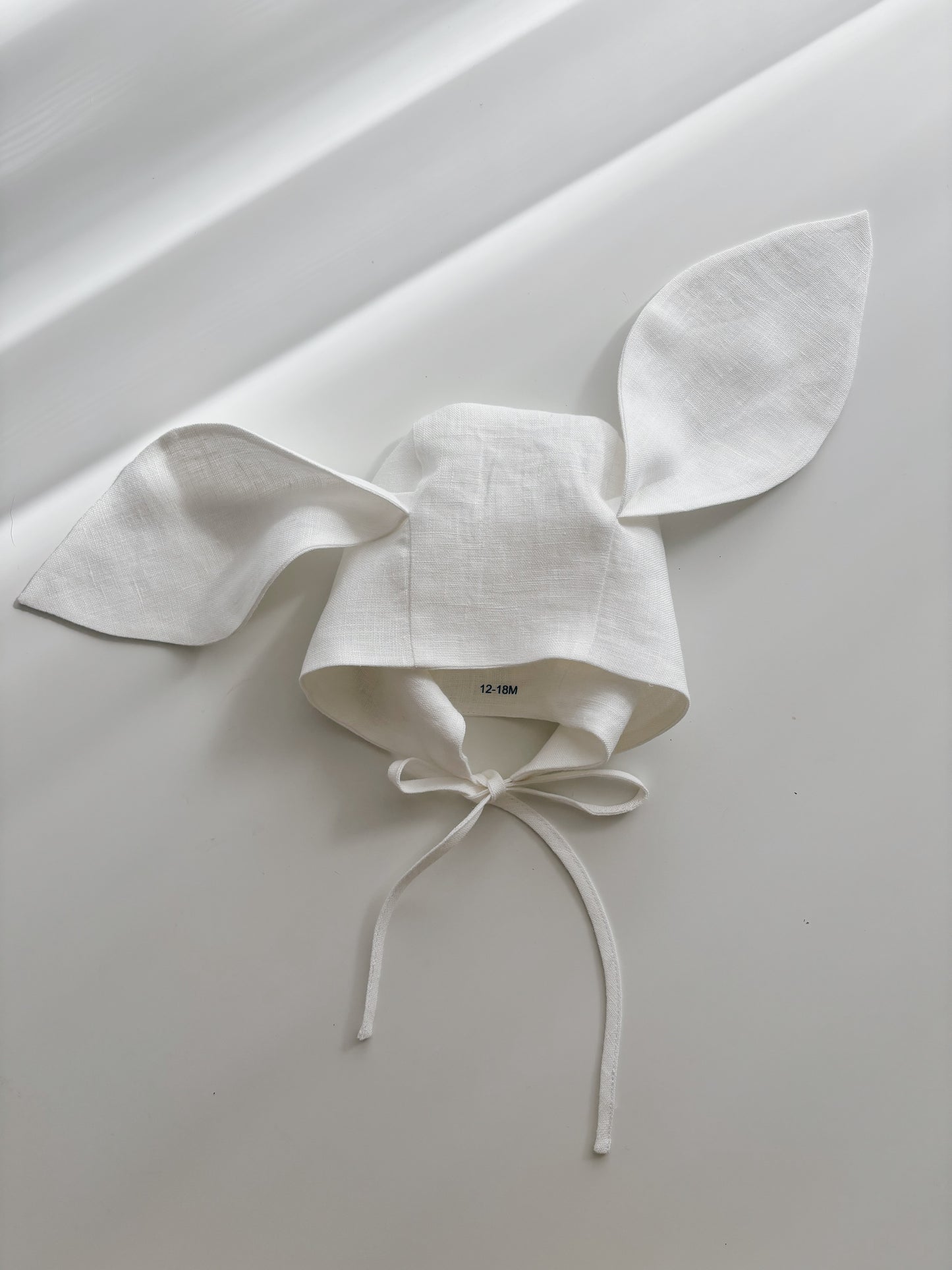 Linen bunny bonnet WHITE